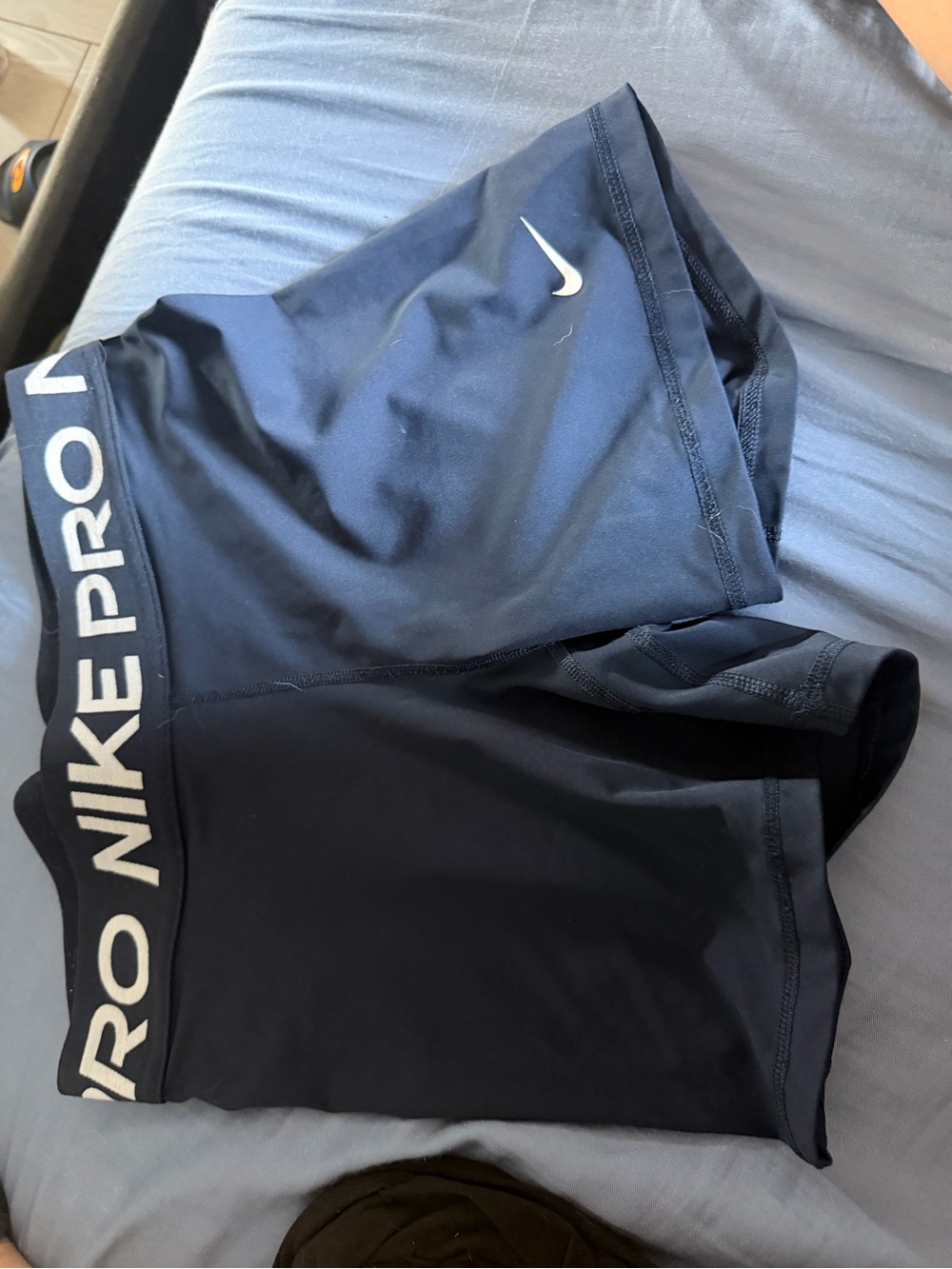 Nike Navy and White Pro Compression Shorts
